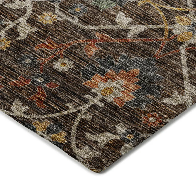 Indoor/Outdoor Silk Road Chocolate 1\'8\" x 2\'6\" Rug
