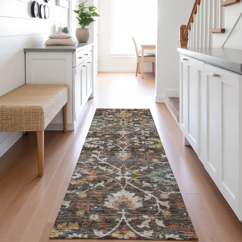 Indoor/Outdoor Silk Road Chocolate 2\'3\" x 7\'6\" Runner Rug