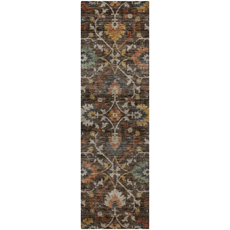 Indoor/Outdoor Silk Road Chocolate 2\'3\" x 7\'6\" Runner Rug