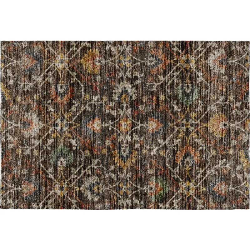 Indoor/Outdoor Silk Road Chocolate 1\'8\" x 2\'6\" Rug