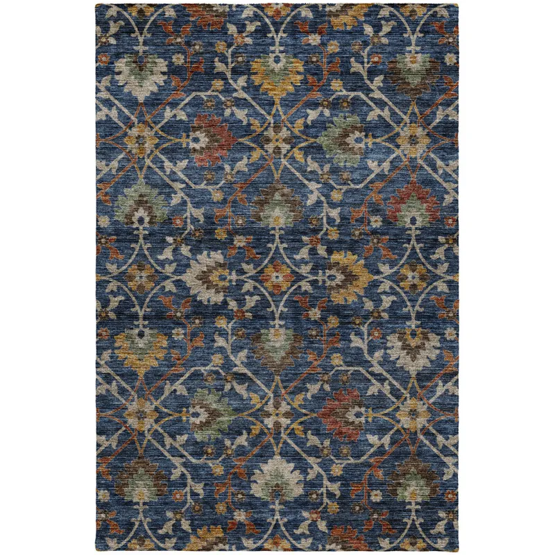 Indoor/Outdoor Silk Road Navy 6\'6\" x 9\'6\" Rug