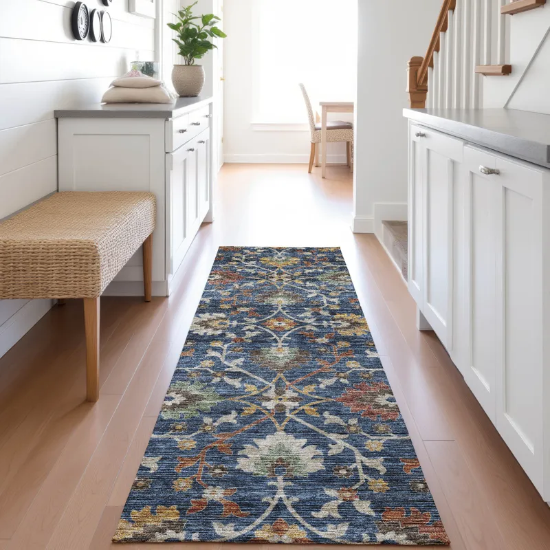 Indoor/Outdoor Silk Road Navy 2\'3\" x 7\'6\" Runner Rug