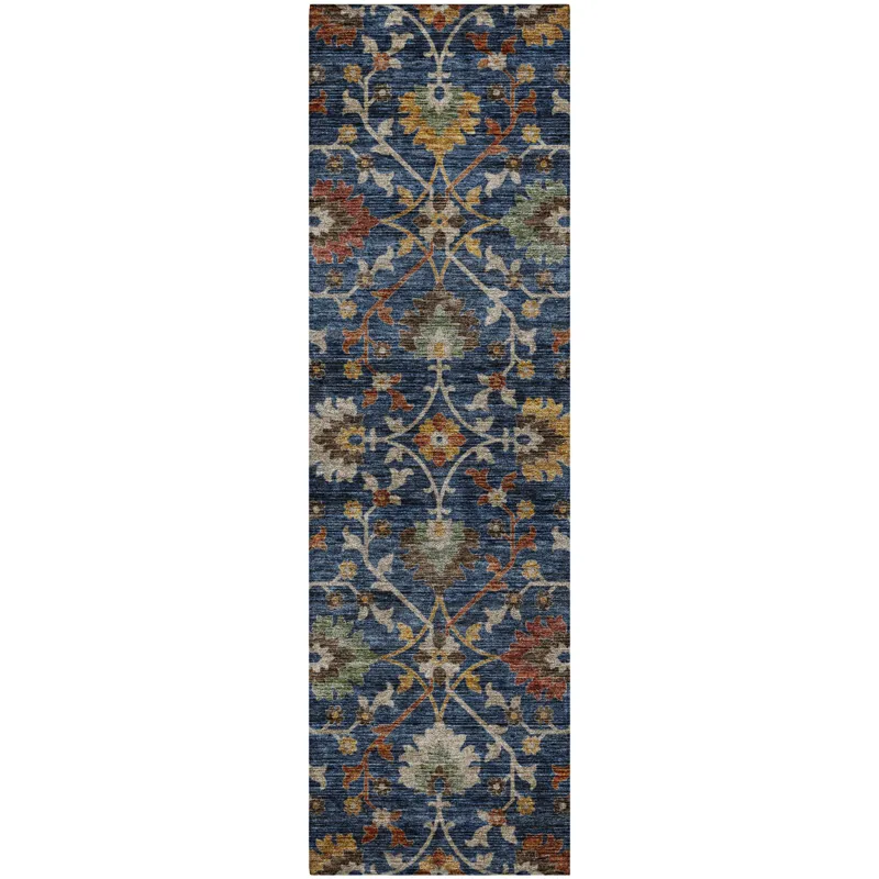 Indoor/Outdoor Silk Road Navy 2\'3\" x 7\'6\" Runner Rug
