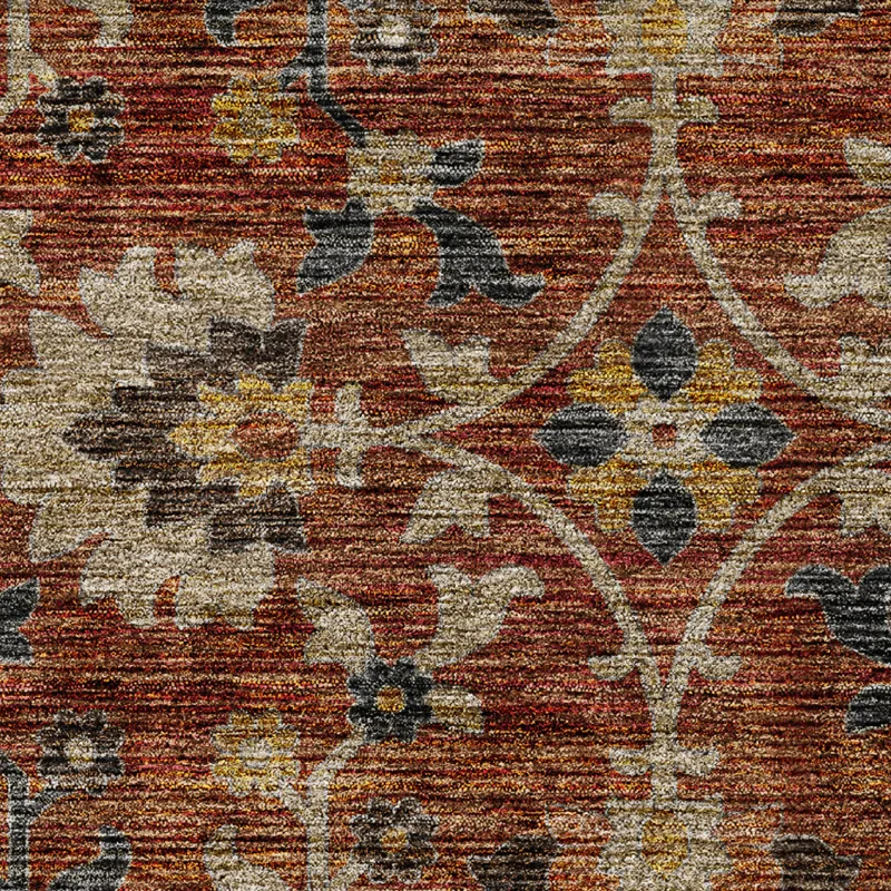 Indoor/Outdoor Silk Road Paprika 8\' x 8\' Round Rug