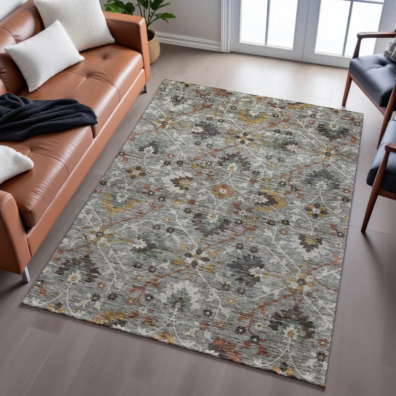 Indoor/Outdoor Silk Road Pewter 10\' x 14\' Rug