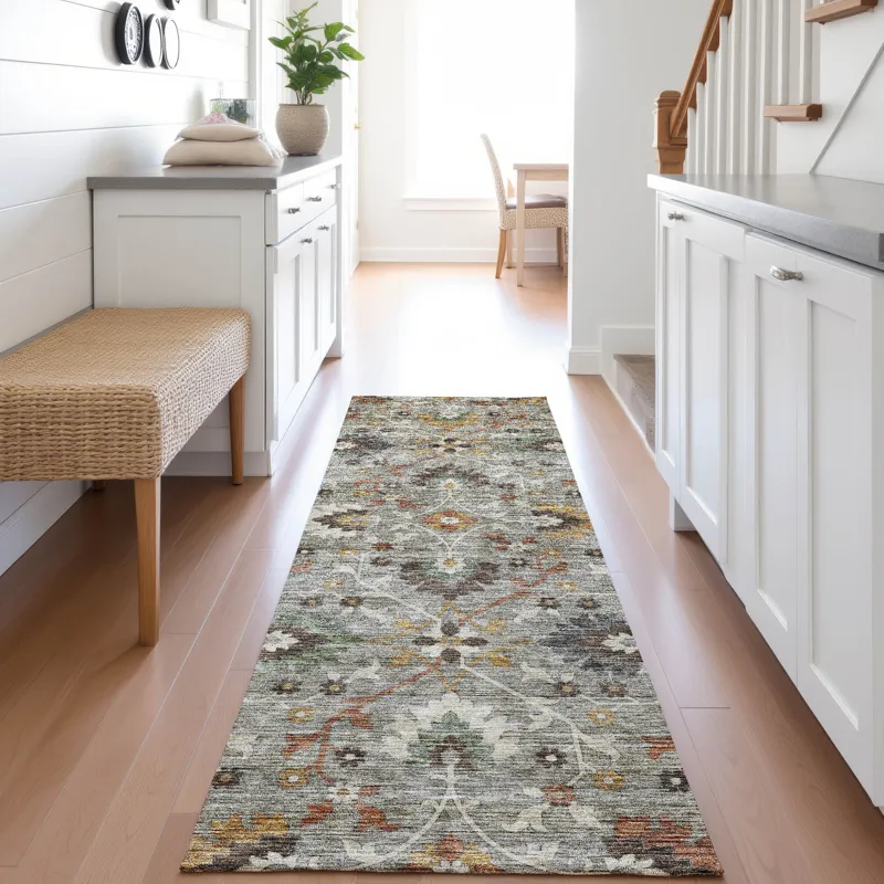 Indoor/Outdoor Silk Road Pewter 2\'3\" x 7\'6\" Runner Rug