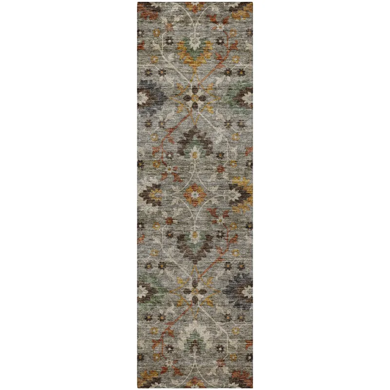 Indoor/Outdoor Silk Road Pewter 2\'3\" x 7\'6\" Runner Rug