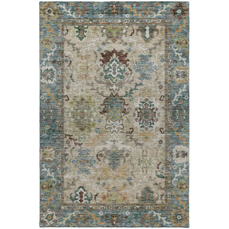 Indoor/Outdoor Silk Road Aqua 5\' x 7\'6\" Rug
