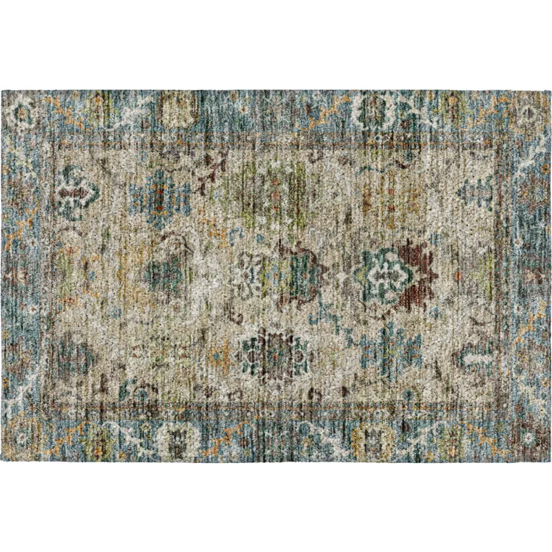 Indoor/Outdoor Silk Road Aqua 1\'8\" x 2\'6\" Rug