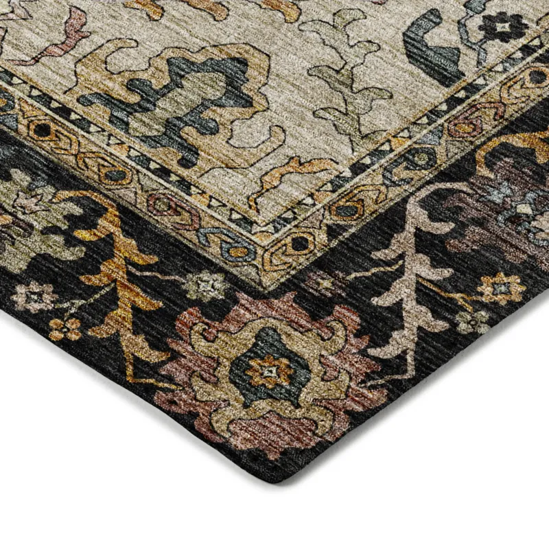 Indoor/Outdoor Silk Road Black 10\' x 14\' Rug