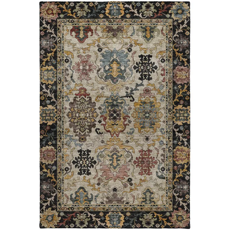 Indoor/Outdoor Silk Road Black 10\' x 14\' Rug