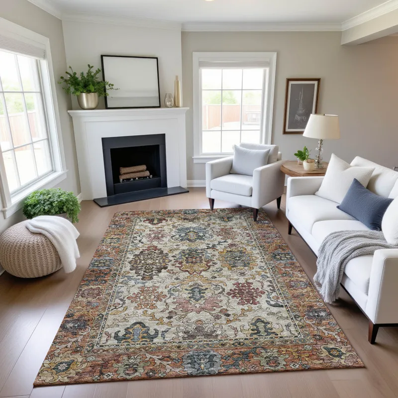 Indoor/Outdoor Silk Road Copper 6\'6\" x 9\'6\" Rug