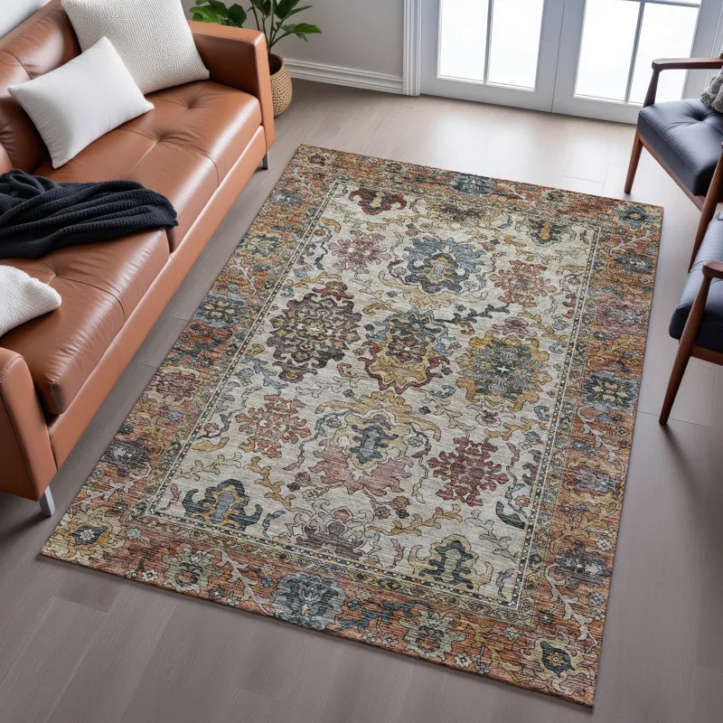 Indoor/Outdoor Silk Road Copper 6\'6\" x 9\'6\" Rug