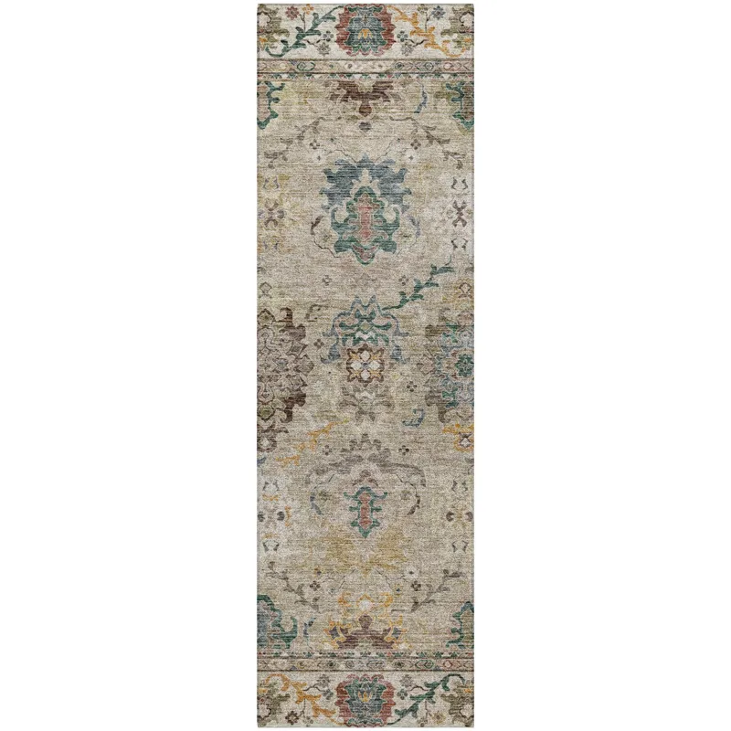 Indoor/Outdoor Silk Road Putty 2\'3\" x 7\'6\" Runner Rug