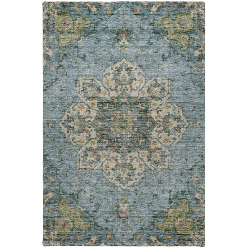 Indoor/Outdoor Silk Road Aqua 2\'6\" x 3\'10\" Rug