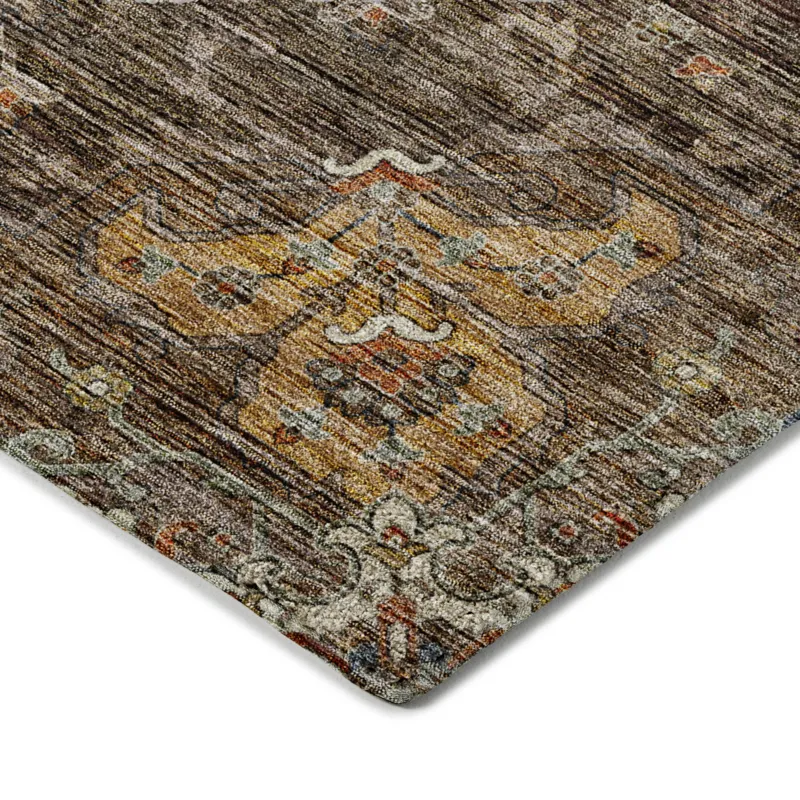 Indoor/Outdoor Silk Road Chocolate 2\'3\" x 7\'6\" Runner Rug