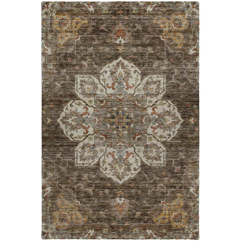 Indoor/Outdoor Silk Road Chocolate 3\' x 5\' Rug