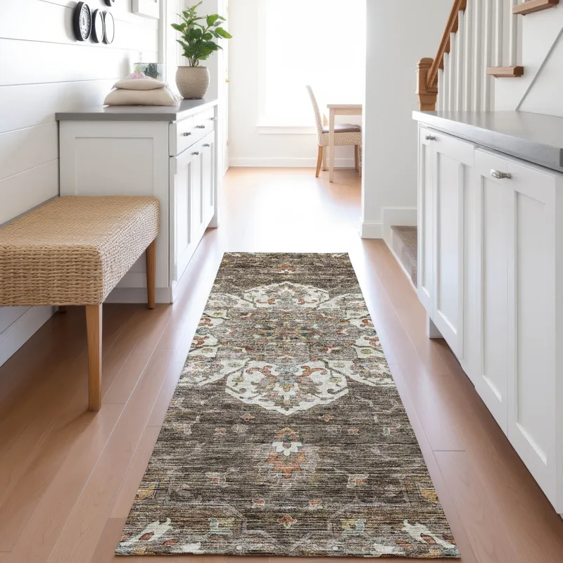 Indoor/Outdoor Silk Road Chocolate 2\'3\" x 7\'6\" Runner Rug
