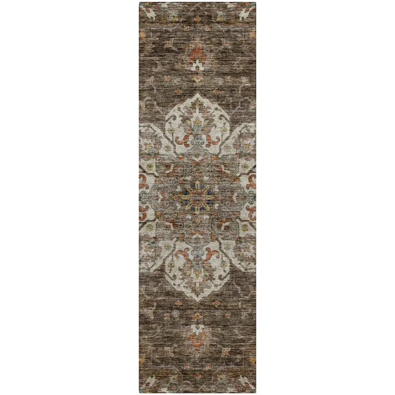 Indoor/Outdoor Silk Road Chocolate 2\'3\" x 7\'6\" Runner Rug