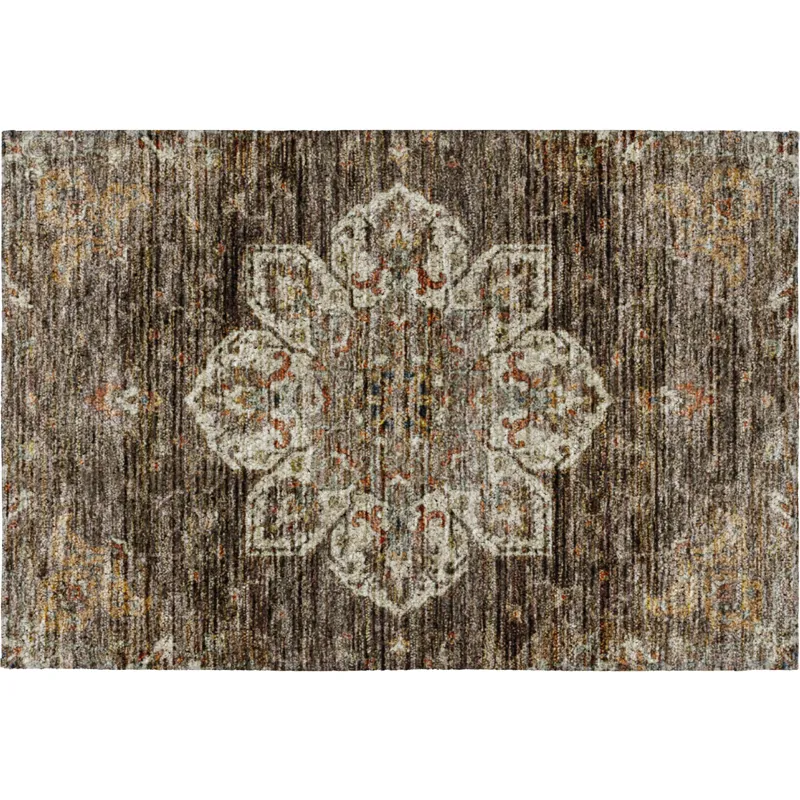 Indoor/Outdoor Silk Road Chocolate 1\'8\" x 2\'6\" Rug
