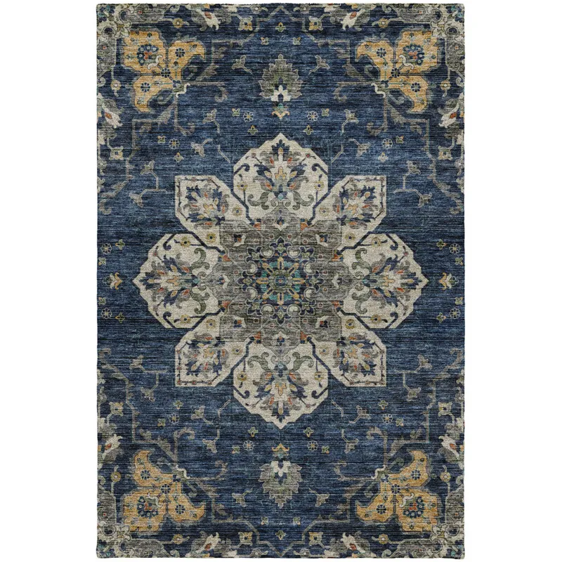 Indoor/Outdoor Silk Road Navy 5\' x 7\'6\" Rug