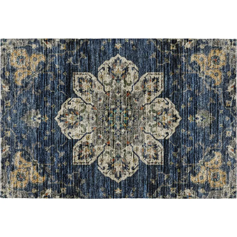 Indoor/Outdoor Silk Road Navy 1\'8\" x 2\'6\" Rug
