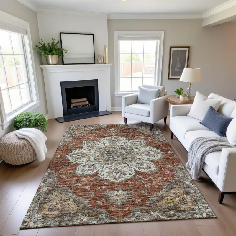 Indoor/Outdoor Silk Road Paprika 5\' x 7\'6\" Rug