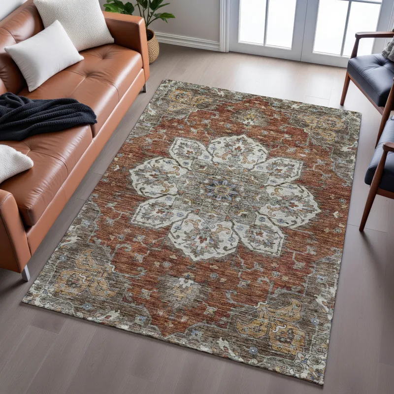 Indoor/Outdoor Silk Road Paprika 5\' x 7\'6\" Rug