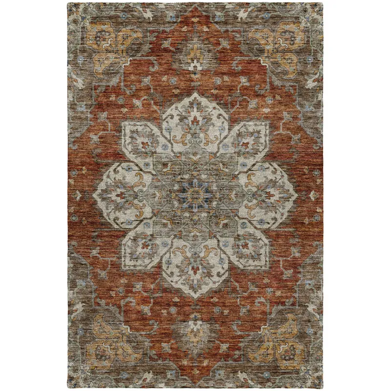 Indoor/Outdoor Silk Road Paprika 5\' x 7\'6\" Rug