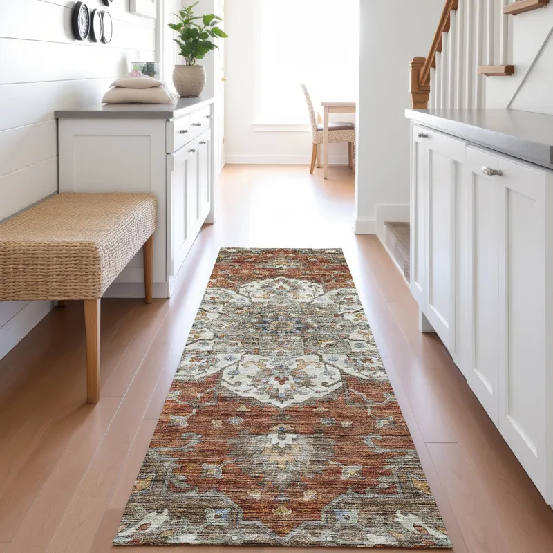 Indoor/Outdoor Silk Road Paprika 2\'3\" x 7\'6\" Runner Rug