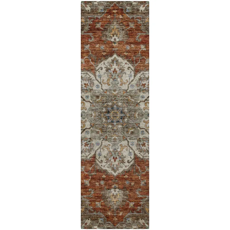 Indoor/Outdoor Silk Road Paprika 2\'3\" x 7\'6\" Runner Rug