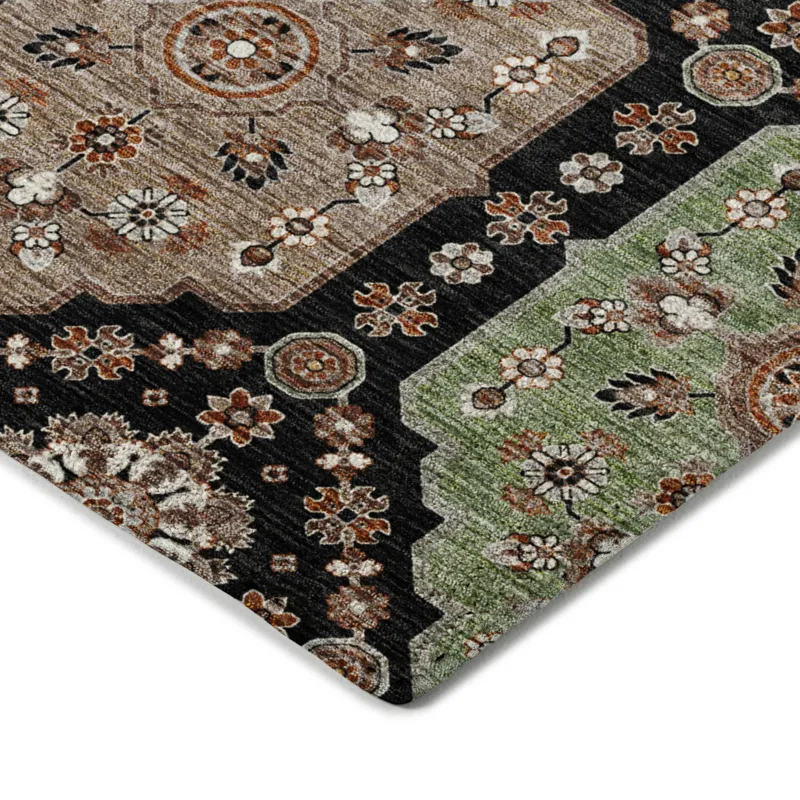 Indoor/Outdoor Silk Road Black 8\' x 10\' Rug