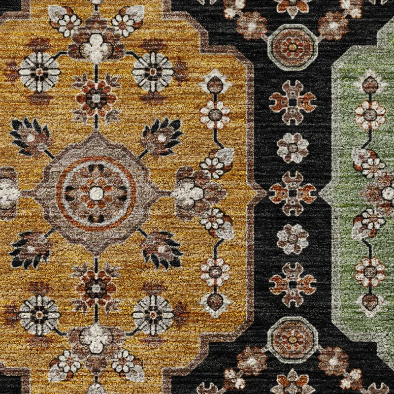 Indoor/Outdoor Silk Road Black 8\' x 10\' Rug