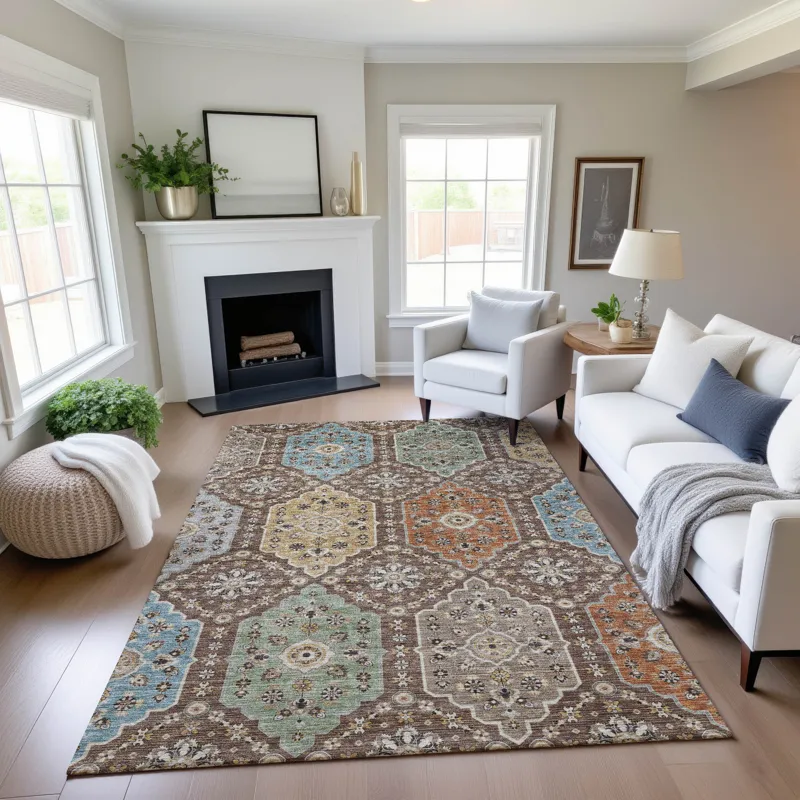 Indoor/Outdoor Silk Road Chocolate 3\' x 5\' Rug