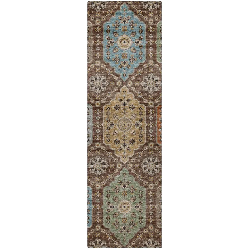 Indoor/Outdoor Silk Road Chocolate 2\'3\" x 7\'6\" Runner Rug