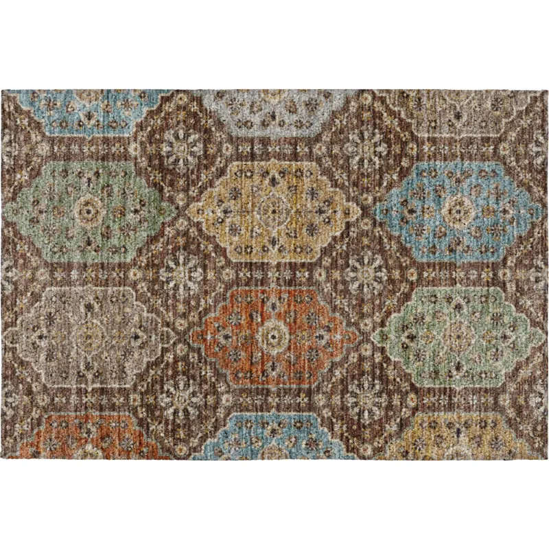 Indoor/Outdoor Silk Road Chocolate 1\'8\" x 2\'6\" Rug