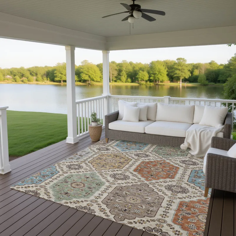 Indoor/Outdoor Silk Road Linen 5\' x 7\'6\" Rug