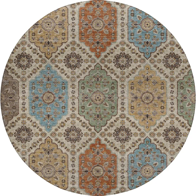 Indoor/Outdoor Silk Road Linen 8\' x 8\' Round Rug