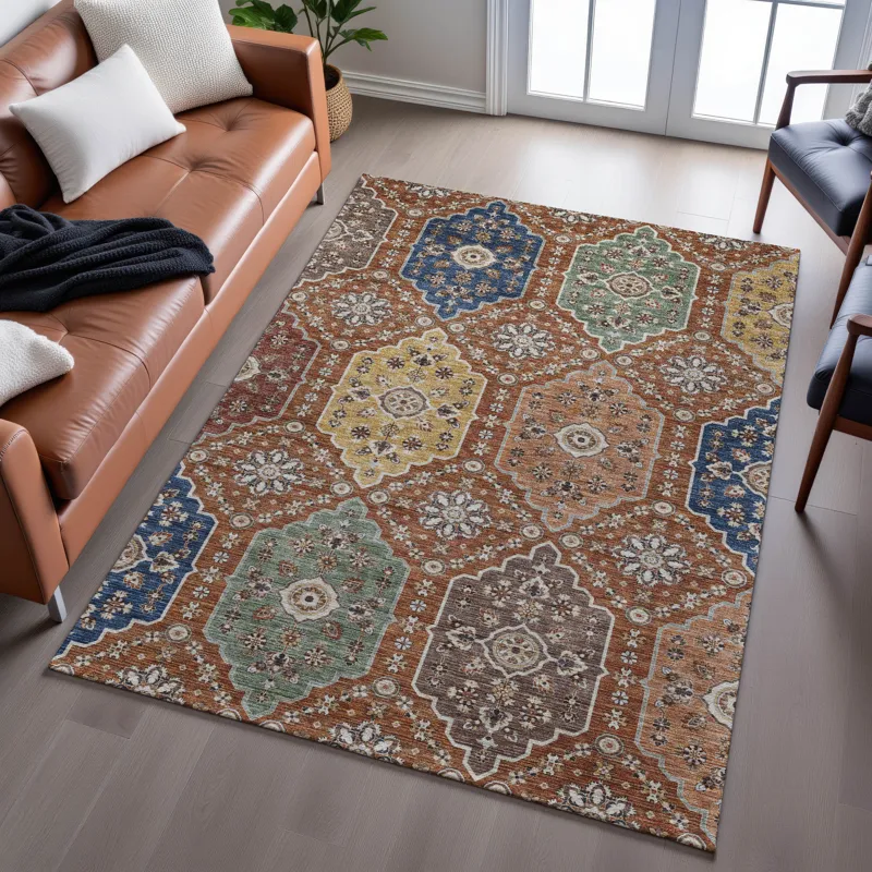 Indoor/Outdoor Silk Road Paprika 6\'6\" x 9\'6\" Rug