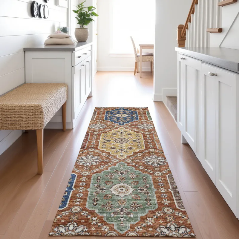 Indoor/Outdoor Silk Road Paprika 2\'3\" x 7\'6\" Runner Rug
