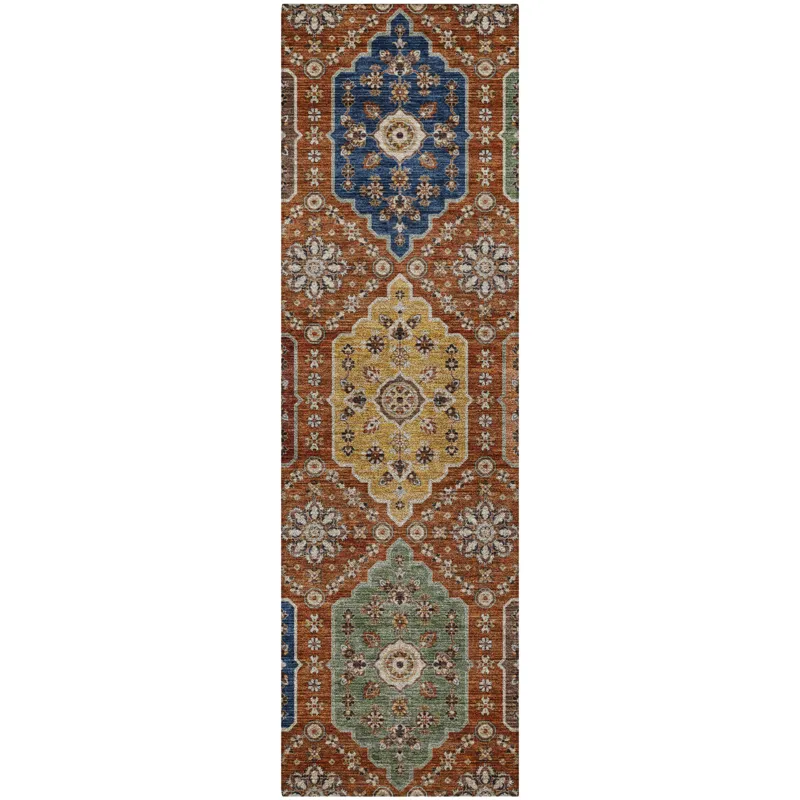 Indoor/Outdoor Silk Road Paprika 2\'3\" x 7\'6\" Runner Rug