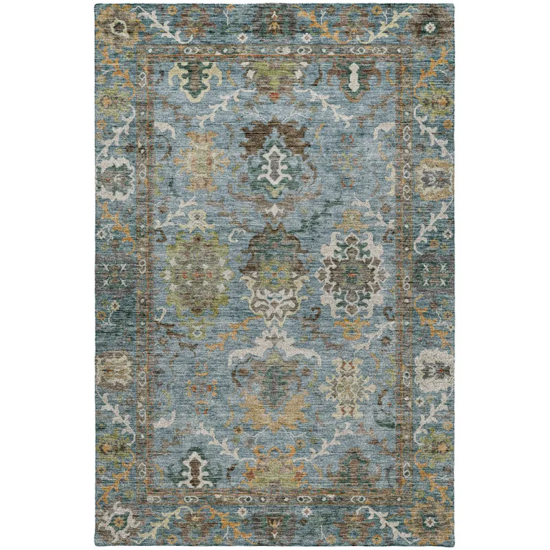 Indoor/Outdoor Silk Road Aqua 9\' x 12\' Rug