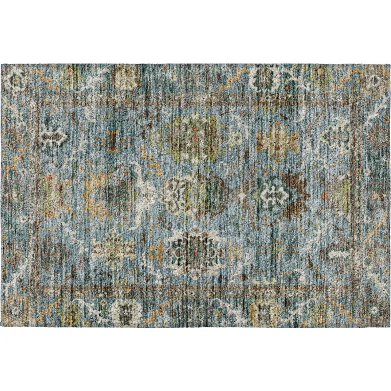 Indoor/Outdoor Silk Road Aqua 1\'8\" x 2\'6\" Rug