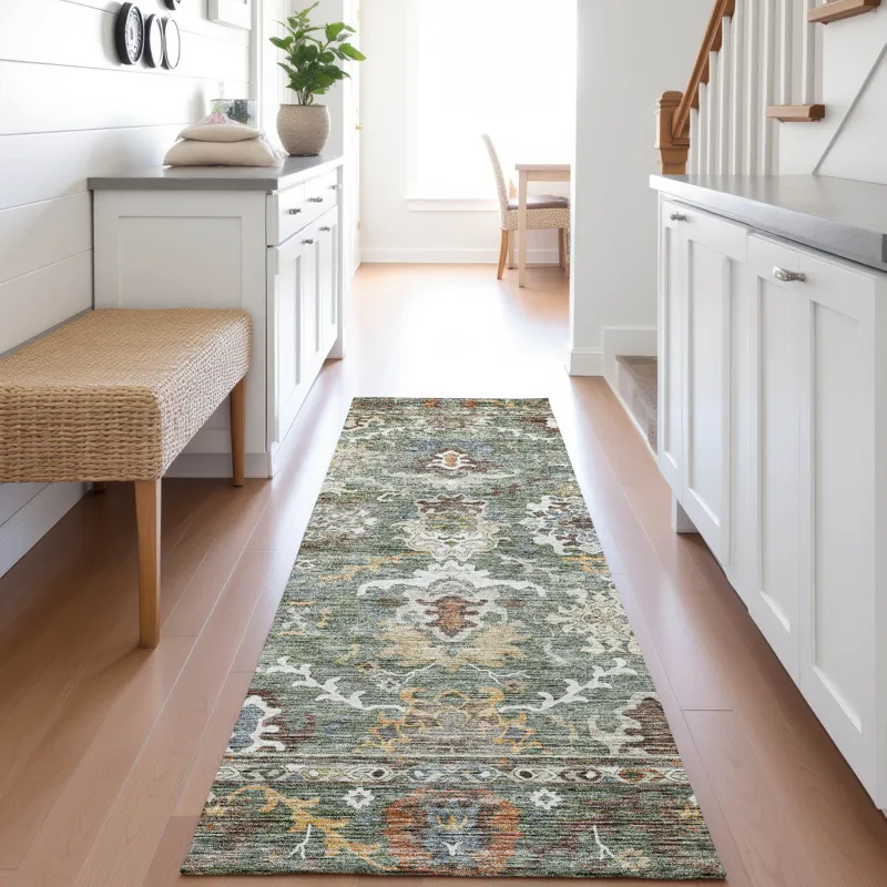 Indoor/Outdoor Silk Road Basil 2\'3\" x 7\'6\" Runner Rug