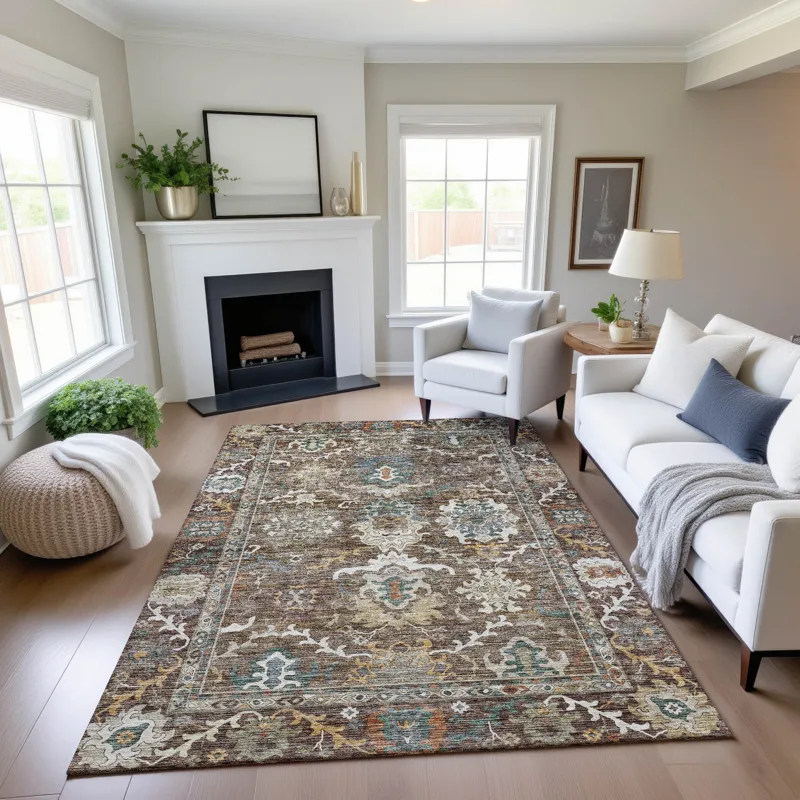 Indoor/Outdoor Silk Road Chocolate 10\' x 14\' Rug