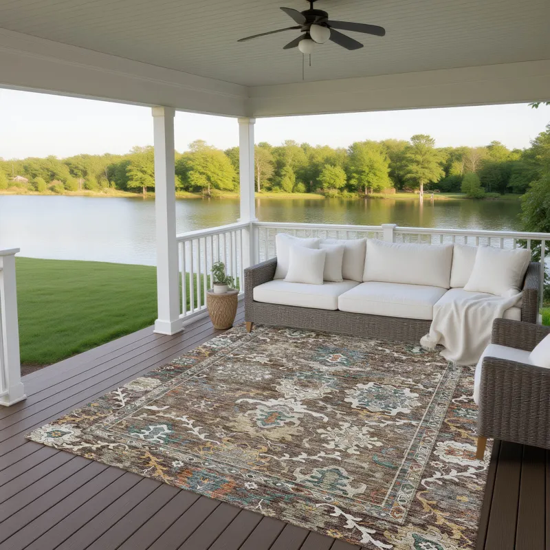 Indoor/Outdoor Silk Road Chocolate 10\' x 14\' Rug