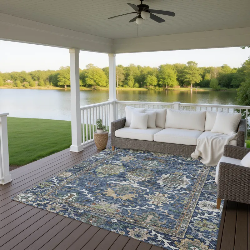 Indoor/Outdoor Silk Road Navy 2\'6\" x 3\'10\" Rug
