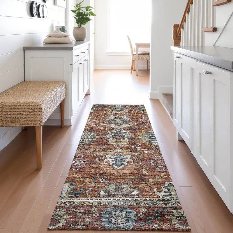 Indoor/Outdoor Silk Road Paprika 2\'3\" x 7\'6\" Runner Rug