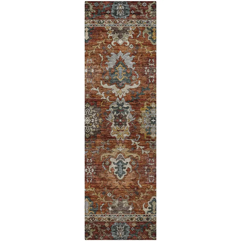 Indoor/Outdoor Silk Road Paprika 2\'3\" x 7\'6\" Runner Rug