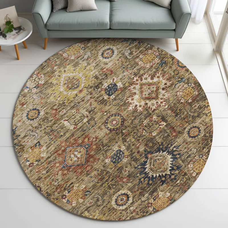 Indoor/Outdoor Silk Road Clove 8\' x 8\' Round Rug